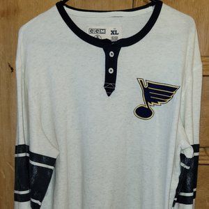 St. Louis Blues Vintage CCM Long Sleeve Henley Shirt